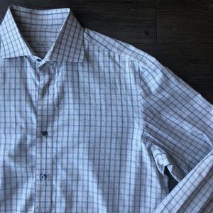 Isaia | White Plaid Button Down Shirt